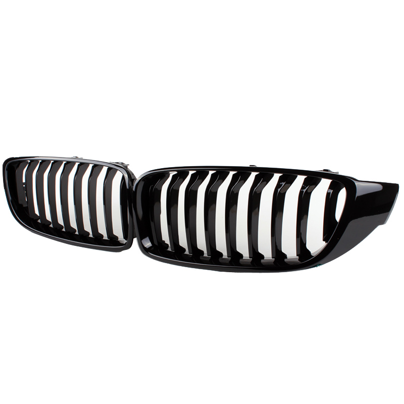 For BMW F32 F33 4-Series Set of 2 Front Replacement Replacement Grilles M Performance Gloss Black OES